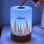 Custom Name Floral Decor - Personalized Dimmable Touch Night Light