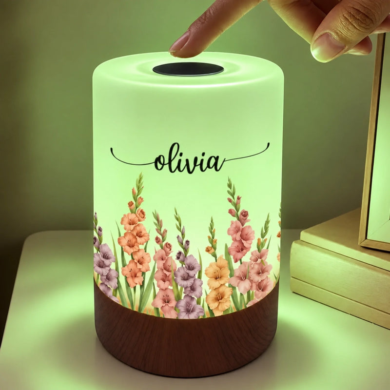 Custom Name Floral Decor - Personalized Dimmable Touch Night Light