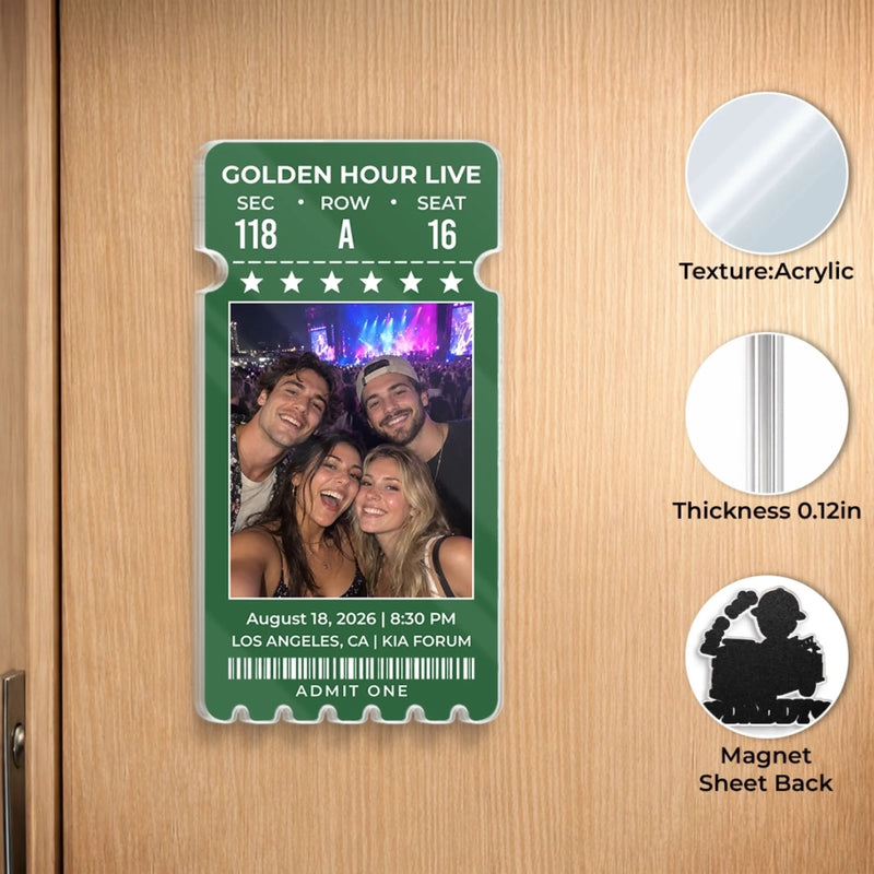 Custom Photo Concert Ticket Keepsake Gifts - Personalized Acrylic Fridge Magnet