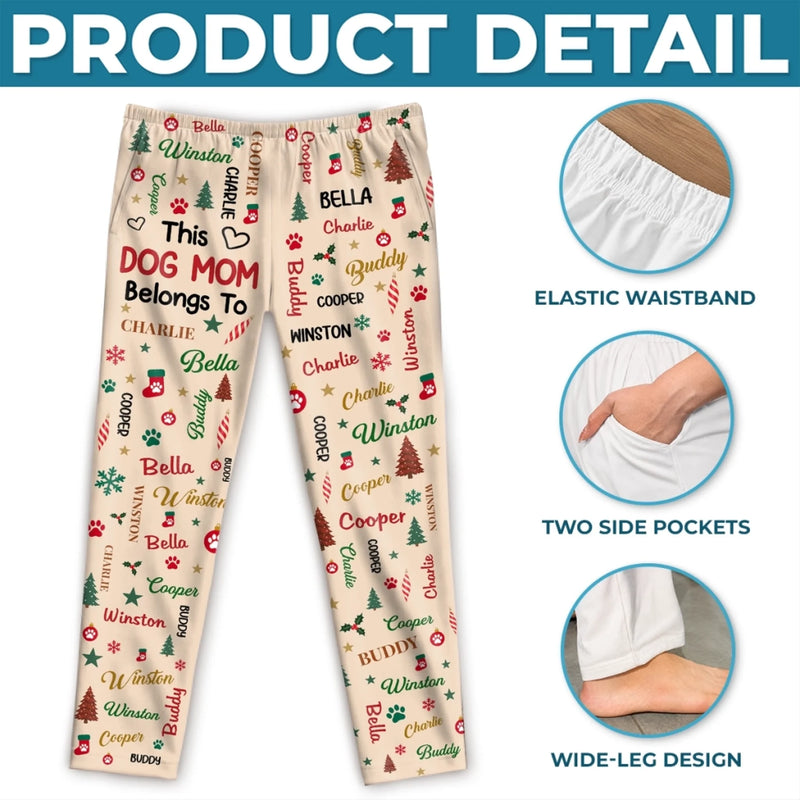 Custom Name Christmas Dog Mom Dog Dad Gifts For Pet Lovers - Personalized Pajamas Pant