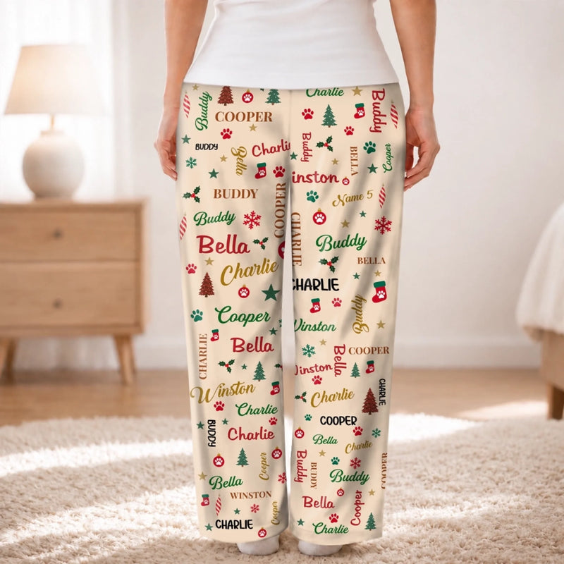 Custom Name Christmas Dog Mom Dog Dad Gifts For Pet Lovers - Personalized Pajamas Pant
