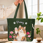 Custom Photo Pet Portrait Gifts for Pet Lovers - Personalized Corduroy Tote Bag