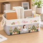 Custom Name Pink Ballerina Nutcracker Christmas Gifts for Girls - Personalized Storage Basket