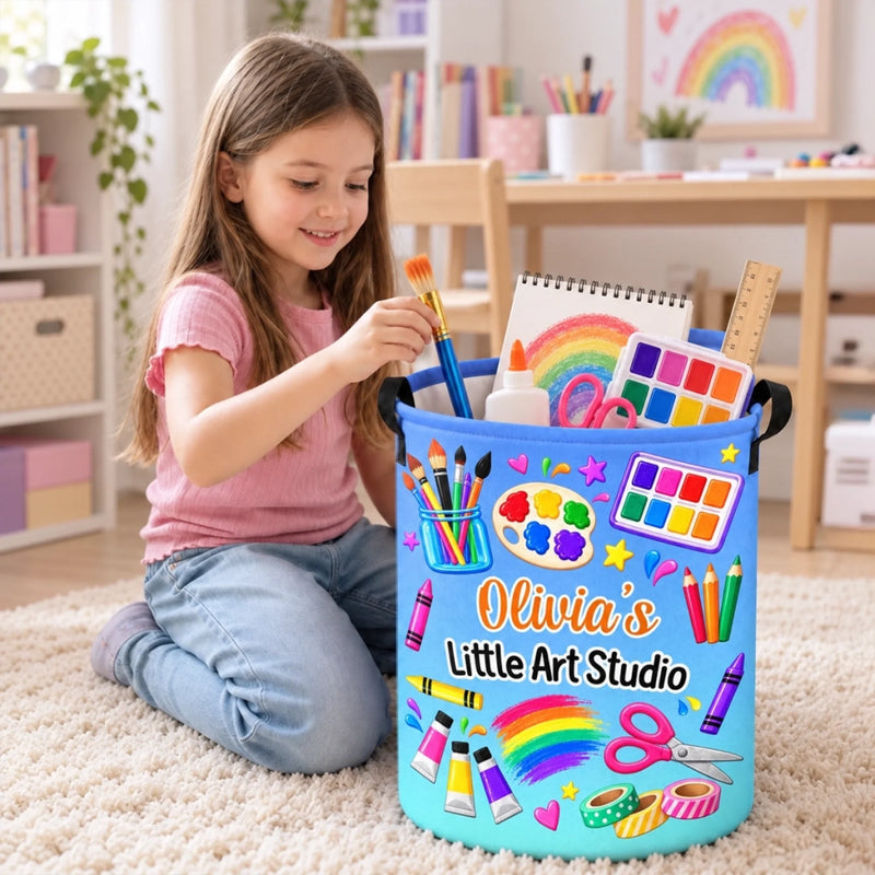 Custom Name Art Studio Gifts For Kids - Personalized Laundry Basket