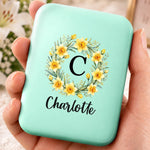 Custom Initial and Name Floral Gifts for Her - Personalized LED Compact Makeup Mirror