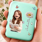 Custom Photo Name Birth Month Flower Gifts For Women And Girls - Personalized LED Compact Makeup Mirror