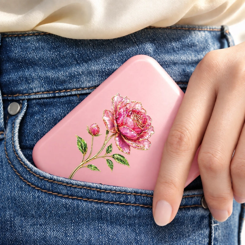 Custom Name Birth Month Flower Beauty Gifts for Women - Personalized LED Compact Makeup Mirror
