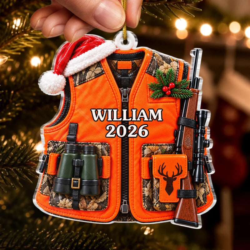 Custom Name Hunting Christmas Gifts for Hunters - Personalized Acrylic Ornament