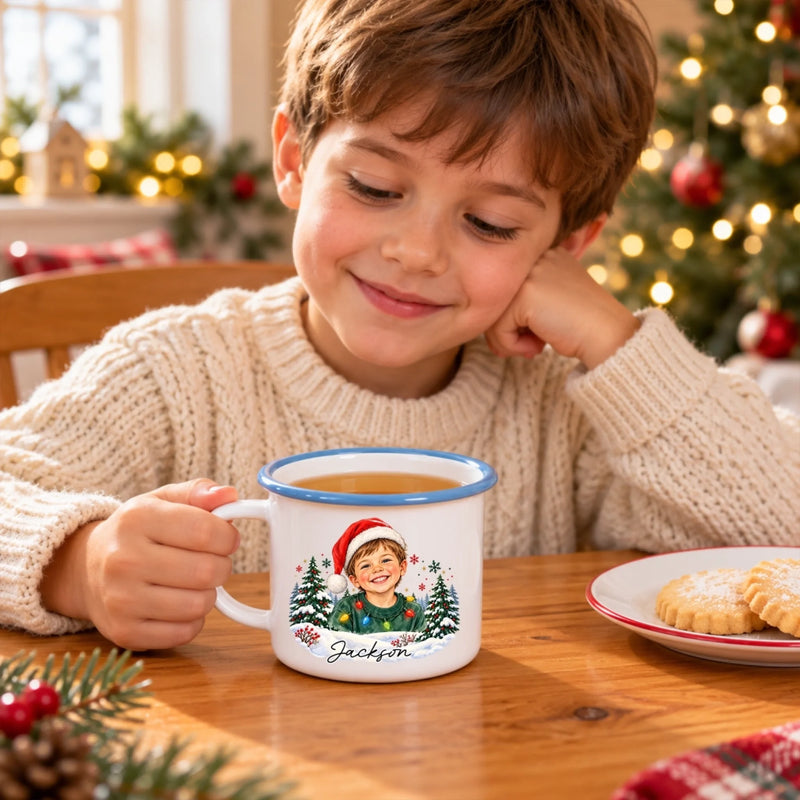 Custom Photo Christmas Gifts for Kids - Personalized Enamel Mug