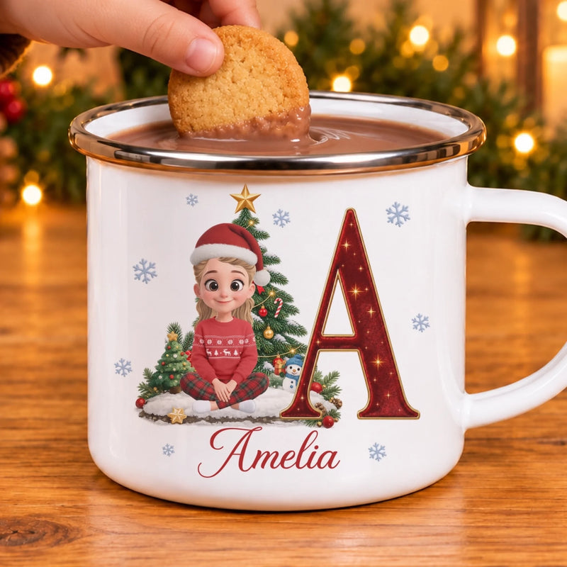 Custom Name Christmas Gifts for Kids - Personalized Enamel Mug