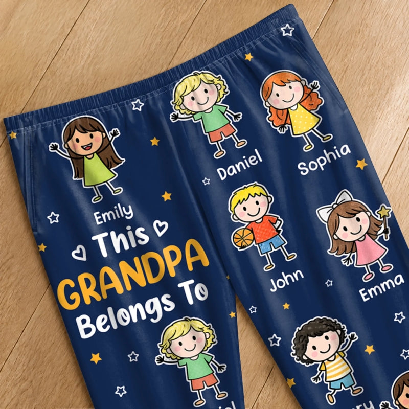 Custom Name Grandpa Grandma Belongs To Grandkids Gifts - Personalized Pajama Pants