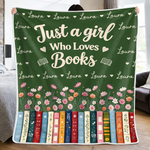 Custom Name Bookworm Reading Gifts for Her - Personalized Blanket
