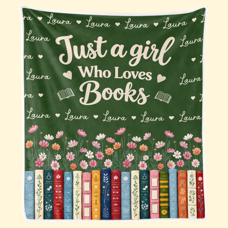 Custom Name Bookworm Reading Gifts for Her - Personalized Blanket