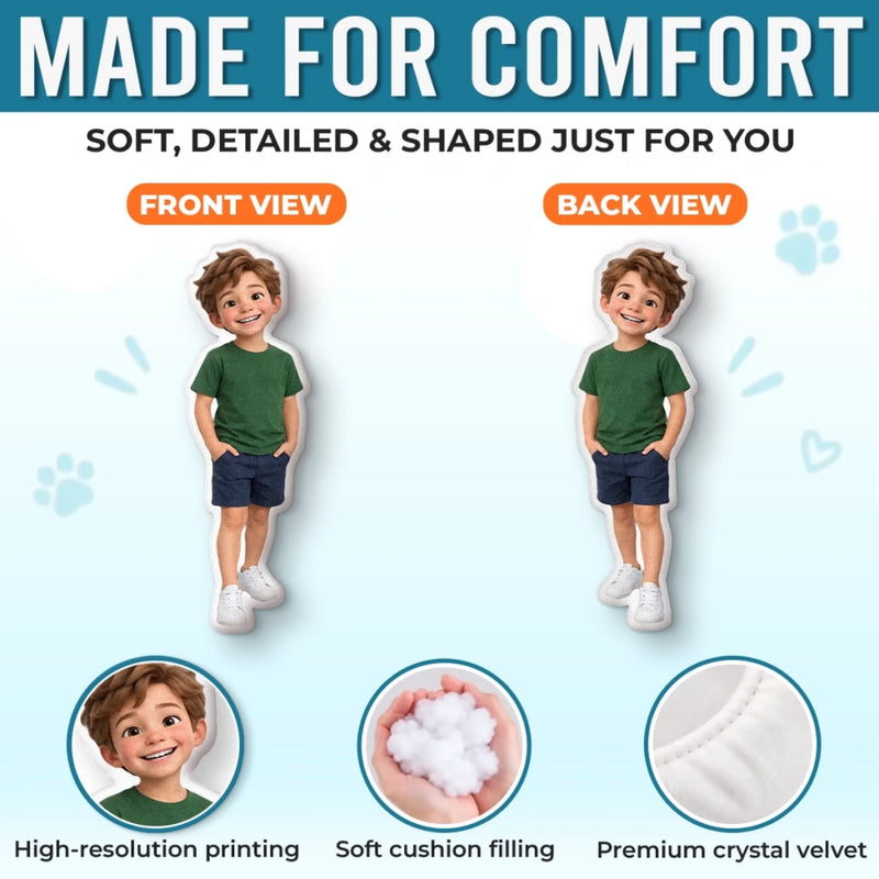 Custom Photo Cartoon Character Gifts for Kids - Personalized Shaped Pillow