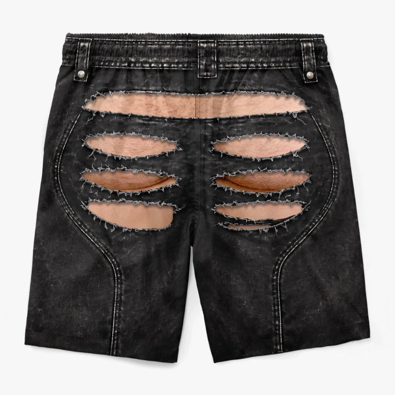 Custom Funny Garage Ripped Butt Illusion Beachwear For Men - Men Swim Trunks