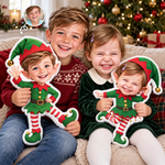 Custom Photo Christmas Elf Gifts for Kids - Personalized Shaped Pillow