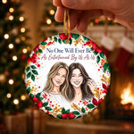 Custom Photo Best Friend Floral Christmas Keepsake - Personalized Ceramic Ornament
