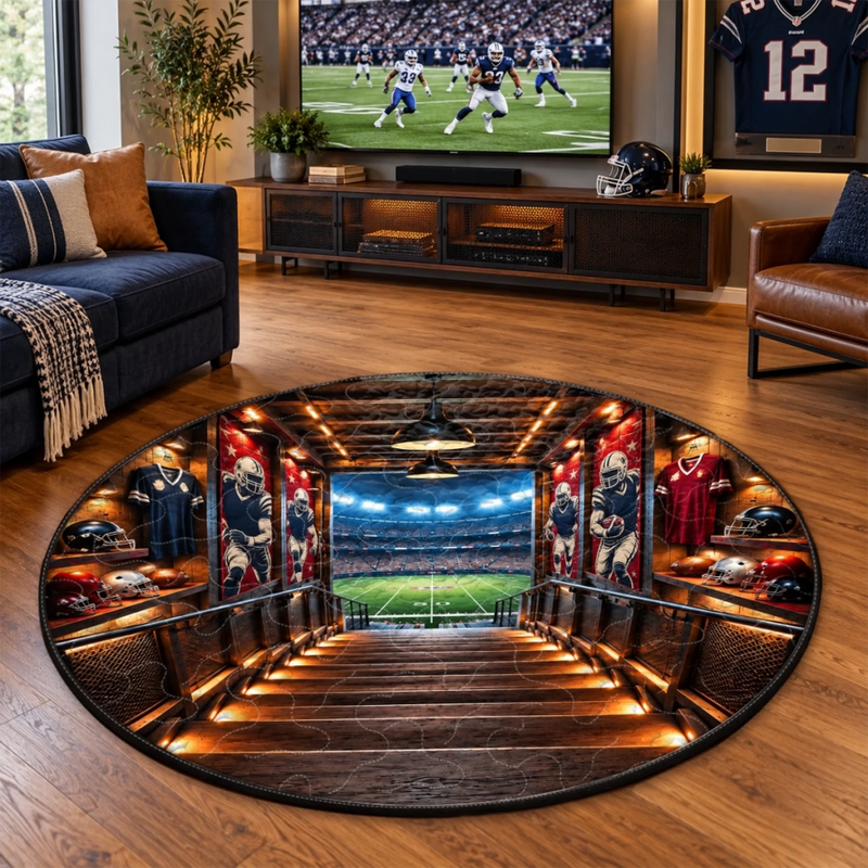 Custom Football Stadium Decor for Football Fans - Personalized Quilted Round Mat