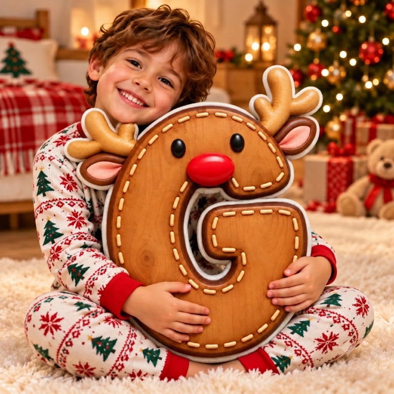Custom Christmas Character Initial Gifts For Family, Kids - Personalized Shaped Pillow