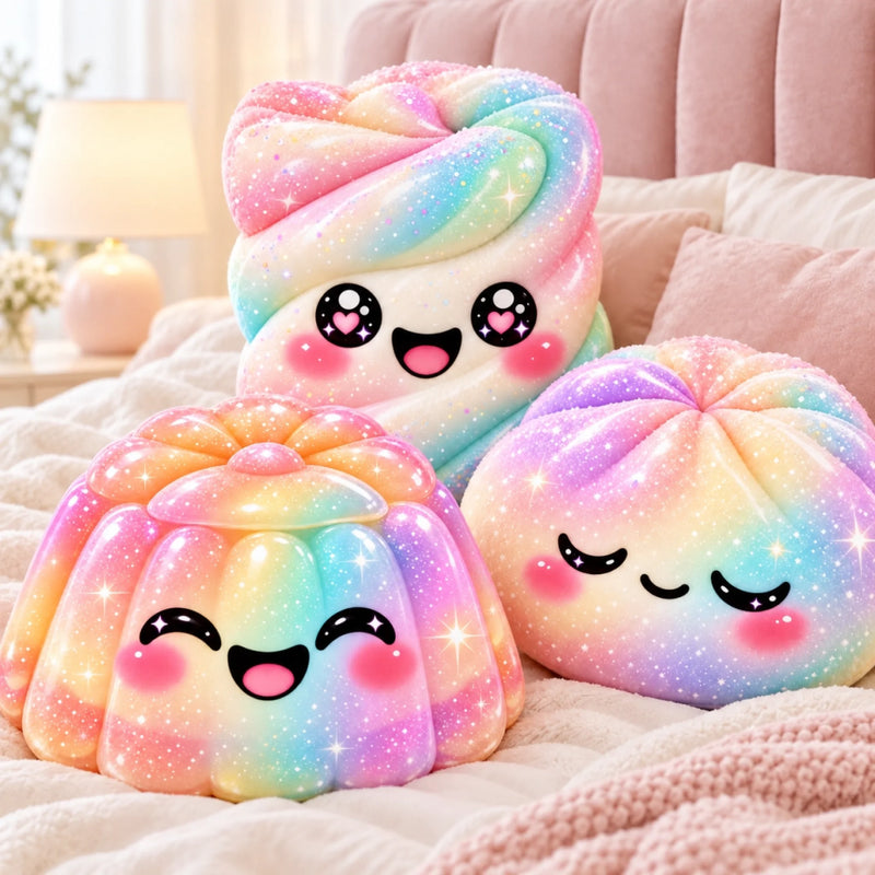 Custom Rainbow Kawaii Squishy Character Gifts For Kids - Personalized Shaped Pillow