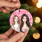 Custom Photo Watercolor Bestie Christmas Keepsake - Personalized Ceramic Ornament