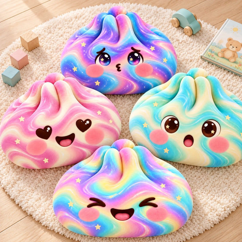 Custom Kawaii Rainbow Cloud Character Decor Gifts For Kids - Personalized Shaped Pillow