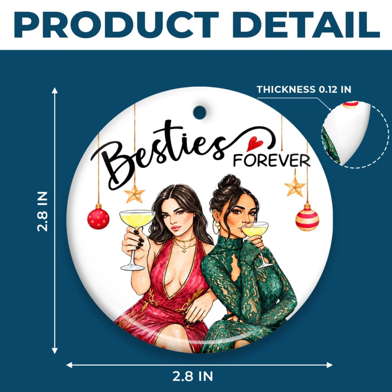 Custom Photo Besties Christmas Gifts For Women - Personalized Ceramic Ornament