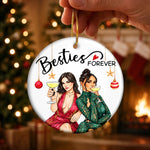 Custom Photo Besties Christmas Gifts For Women - Personalized Ceramic Ornament
