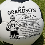 Custom Name Motivational Soccer Gift for Grandson - Personalized Soccer Ball