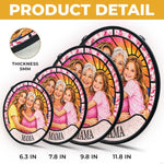 Custom Photo Generational Family Gifts For Mom, Grandma - Personalized Stained Glass Window Hanging Suncatcher