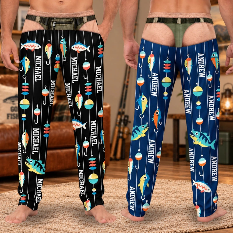 Custom Name Hook and Lure Gifts for Men - Personalized Pajama Pants