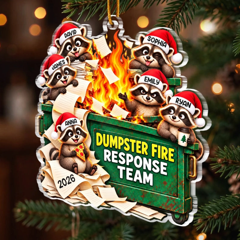 Custom Name Christmas Dumpster Fire Team Gifts - Personalized Acrylic Ornament