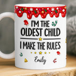 Custom Name Oldest Child Makes the Rules Christmas Gifts - Personalized Mug
