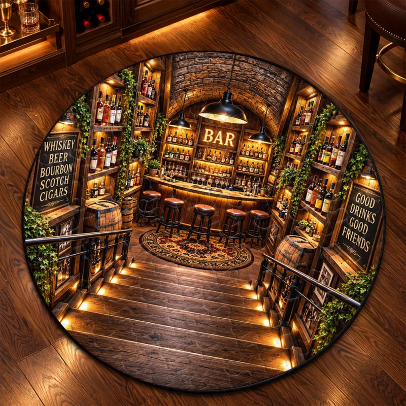 Home Bar Lounge Decor - Quilted Round Mat
