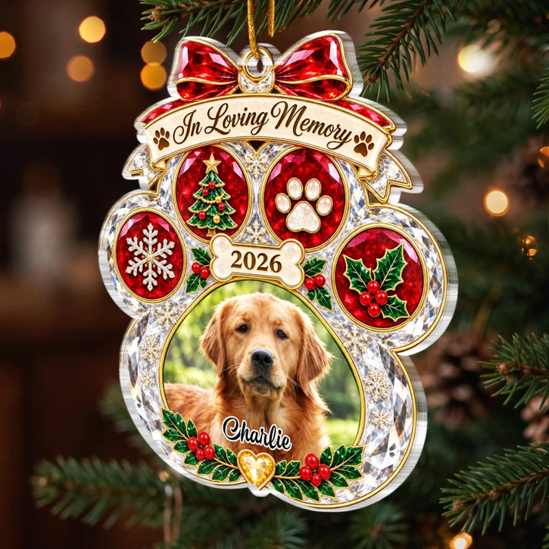 Custom Photo Pet Christmas Memorial Gifts for Dog and Cat Lovers - Personalized Acrylic Ornament