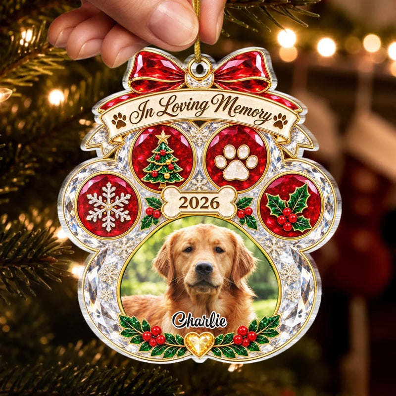 Custom Photo Pet Christmas Memorial Gifts for Dog and Cat Lovers - Personalized Acrylic Ornament