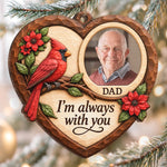 Custom Photo Cardinal Dad Christmas Gifts - Personalized Wooden Ornament