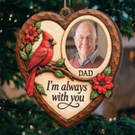 Custom Photo Cardinal Dad Christmas Gifts - Personalized Wooden Ornament
