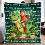 Custom Photo and Name Dinosaur Gifts for Kids - Personalized Blanket
