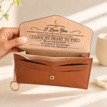 Custom Name Romantic Gifts For Wife - Personalized Leather Envelope Wallet