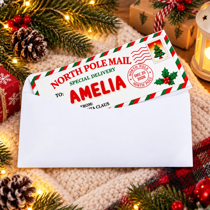 Custom Name North Pole Christmas Gifts for Kids - Personalized Money Envelop