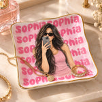 Custom Photo Name Jewelry Gifts for Women - Personalized Jewelry Dish