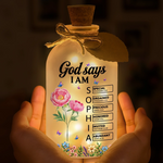 Custom Christian God Says I Am Floral Decor - Personalized Glass Bottle LED Light