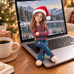 Custom Photo Christmas Light Poseable Doll Holiday Gifts For Sisters, Coworkers And Family - Personalized Poseable Plush Doll
