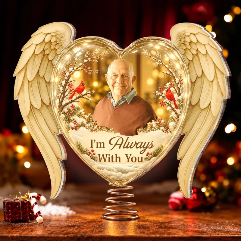 Custom Photo LED Tree Topper - Personalized  Memorial Sympathy Gifts For Loss Of Mom, Dad - Carried In Every Memory