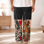 Custom Tiger Eagle Tattoo Art Gifts for Men - Personalized Pajamas Pants