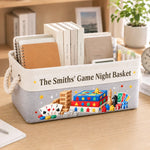 Custom Name Game Night Gifts for Families - Personalized Storage Basket