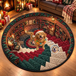 Custom Photo Christmas Dog Decor - Personalized Quilted Round Mat