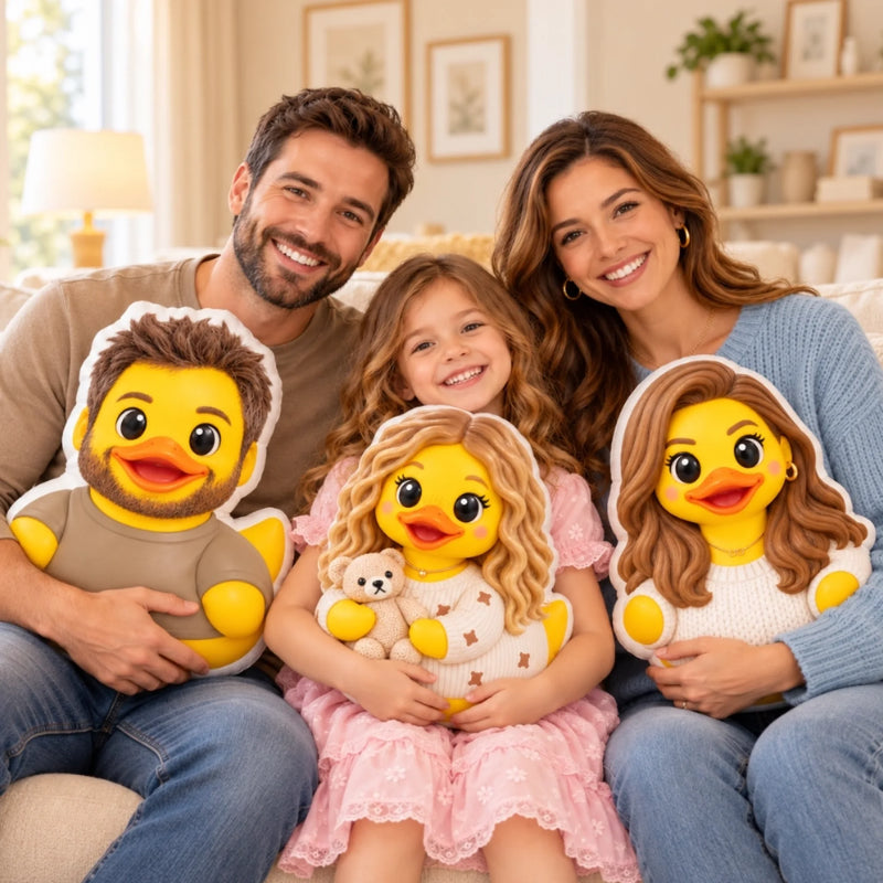 Custom Photo 3D Cartoon Duck Gifts For Kids, Family - Personalized Shaped Pillow