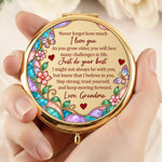 Custom Name Floral Encouragement Gifts for Daughter and Granddaughter - Personalized Compact Mirror